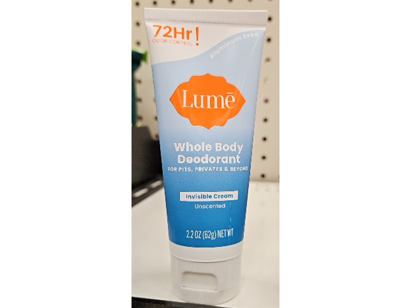 Lume Invisible Cream Whole Body Deodorant, 2.2 oz/62 g