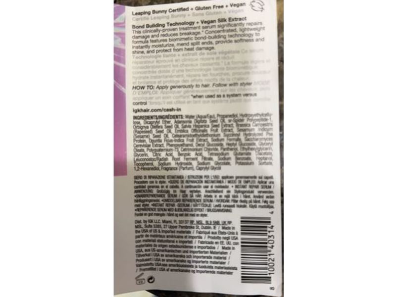 IGK Cash In Instant Repair Serum, 1.7 fl oz/50 mL