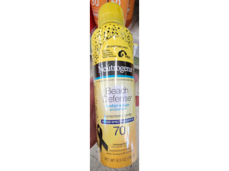 Neutrogena Beach Defense Water + Sun Protection Sunscreen Spray, SPF 70, 6.5 oz/184 g