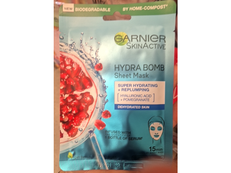 Garnier Skin Active Hydra Bomb Sheet Mask, Hyaluronic Acid, 28 g