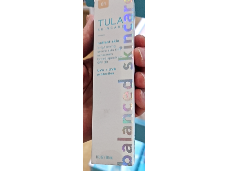 Tula Radiant Skin Brightening Serum Skin Tint Sunscreen, SPF 30, 01 Very Neutral, 1 fl oz/30 mL