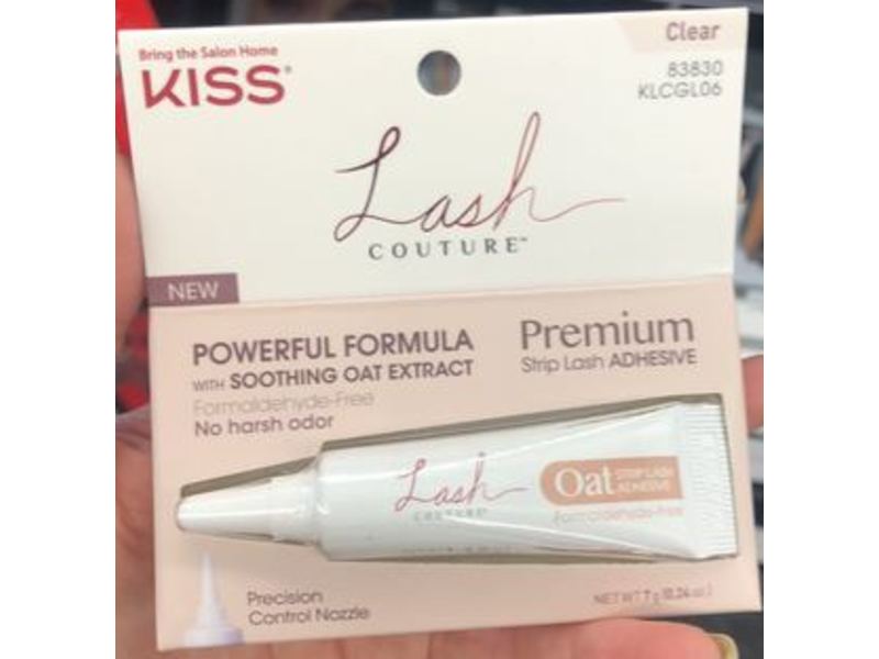 Kiss Lash Couture Premium Strip Lash Adhesive, Soothing Oat Extract, Clear, 0.24 oz/7 g
