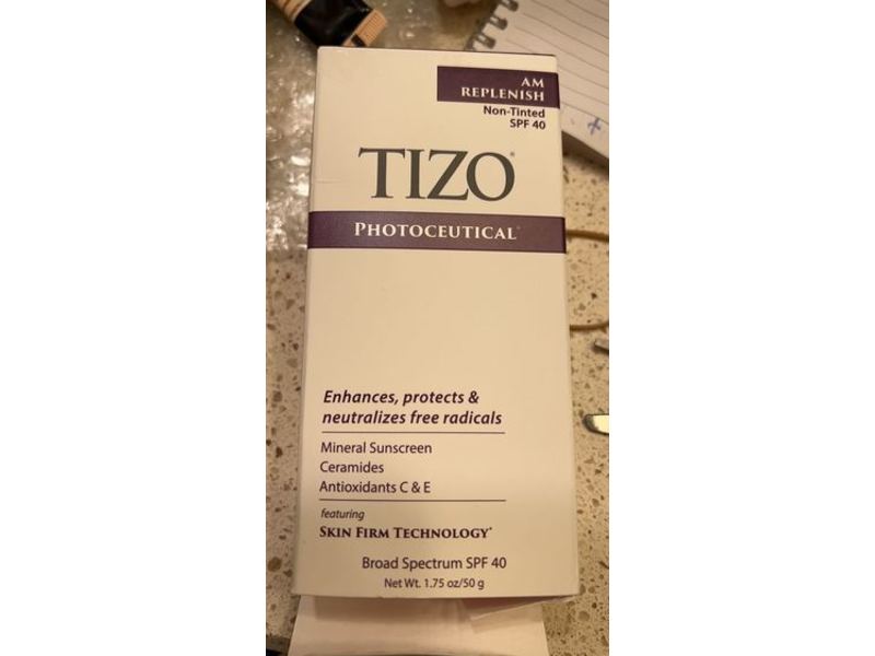 Tizo Photoceutical AM Replenish Non-Tinted Mineral Sunscreen, SPF 40, 1 fl oz/29 mL