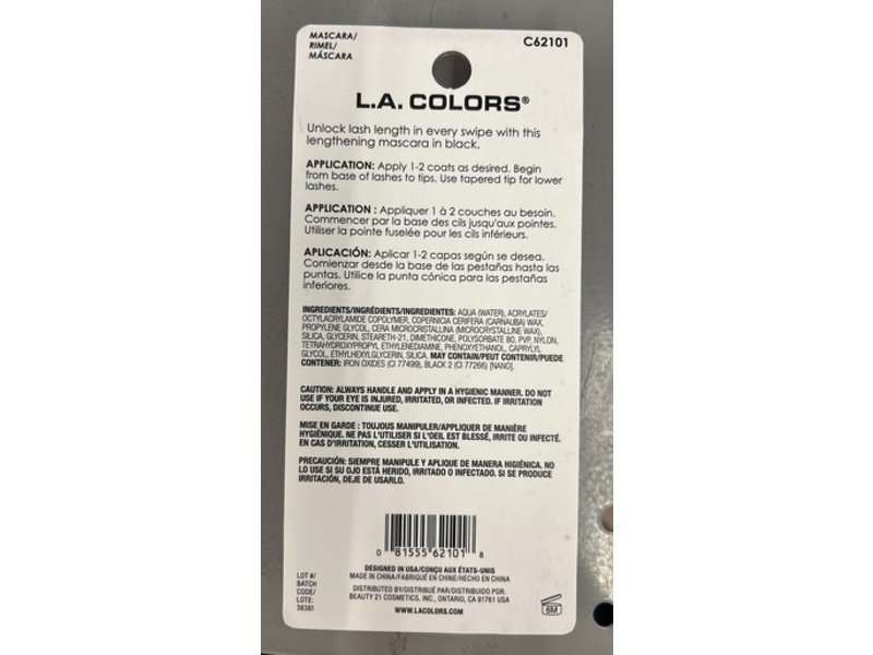 L.A. Colors Totally Iconic Length Mascara, Black, 0.106 oz/3 g