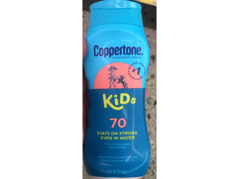 Coppertone Kids Sunscreen Lotion, SPF 70, 8 fl oz/237 mL, Pack Of 3