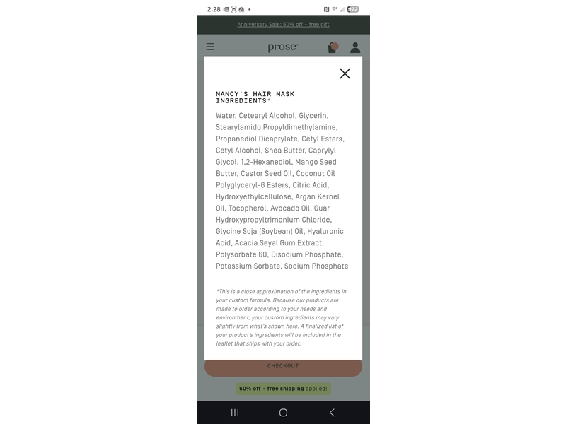 Prose Custom Nancy's Hair Mask, 8.5 fl oz