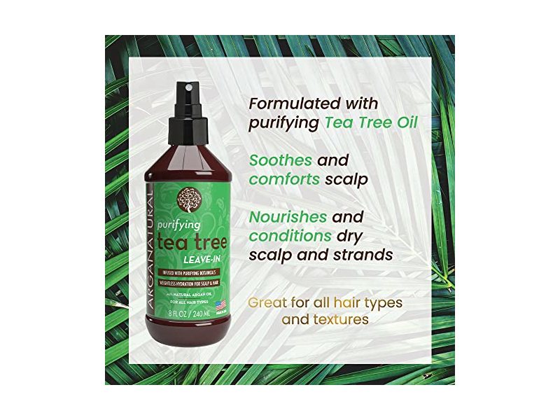 Arganatural Purifying Tea Tree Leave In Conditioner Spray, Natural Argan Oil, 8 fl oz/240 mL