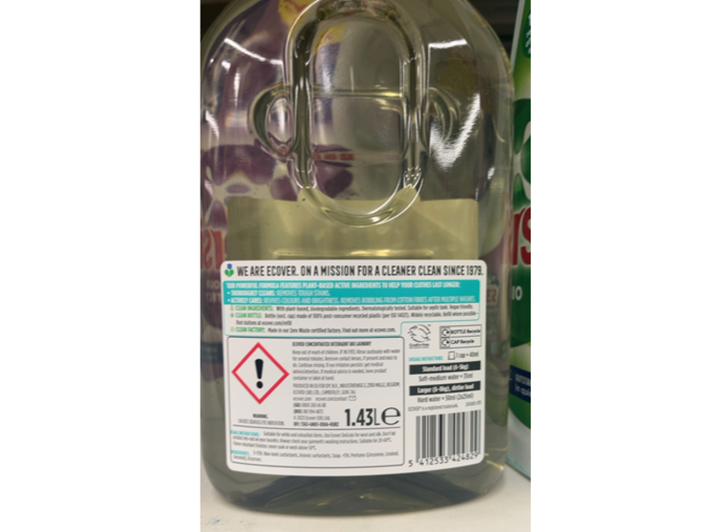 Ecover Bio Concentrated Laundry Detergent, Honey Suckle & Jasmine, 40 Loads, 1.43 L, 2 Count