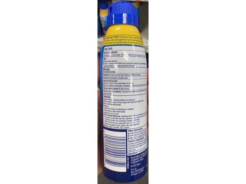 Coppertone Sport Sunscreen Spray, SPF 70, 5.5 oz/156 g