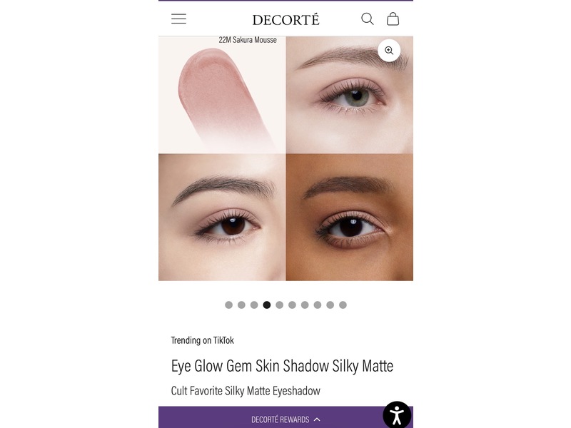 Decorte Eye Glow Gem Skin Silky Matte Eye Shadow, 22M Sakura Mousse, 0.21 oz/6 g