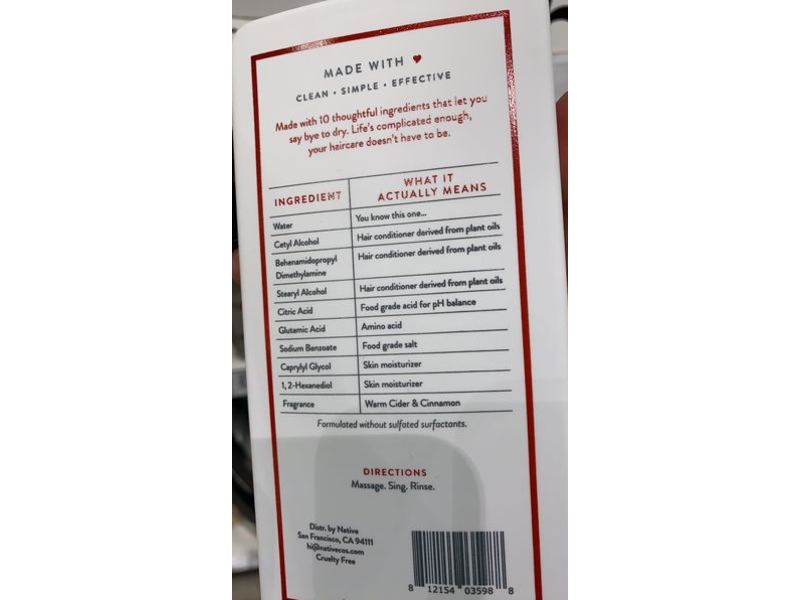 Native Hair Moisturizing Conditioner, Warm Cider And Cinnamon, 16.5 fl oz/687 mL