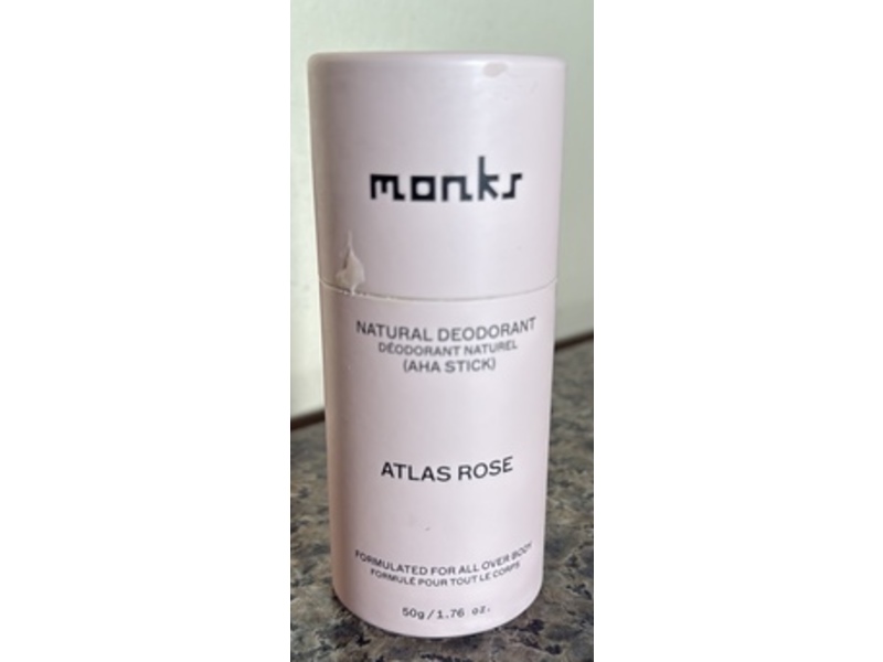 Monks Natural Deodorant, Atlas Rose, 1.76 oz/50 g