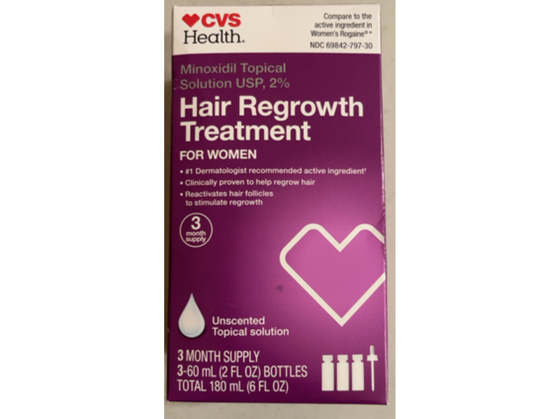 CVS Health Women Hair Regrowth Treatment for Women, 2 fl oz/60 mL, 3 Count
