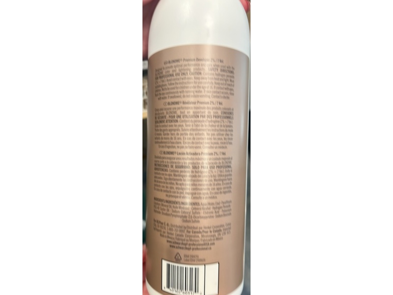 Schwarzkopf Professional Blond Me Premium Developer, 2%/7 Vol, 33.8 fl oz/1 L