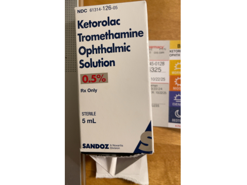 Ketorolac Tromethamine Ophthalmic Solution 0.5%, 5 mL, Sandoz (Rx)