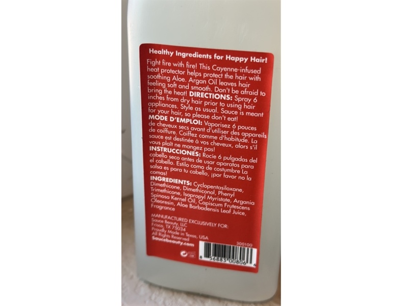 Sauce Beauty Thermal Protectant Spray, Hot Sauce, 8 fl oz/230 mL