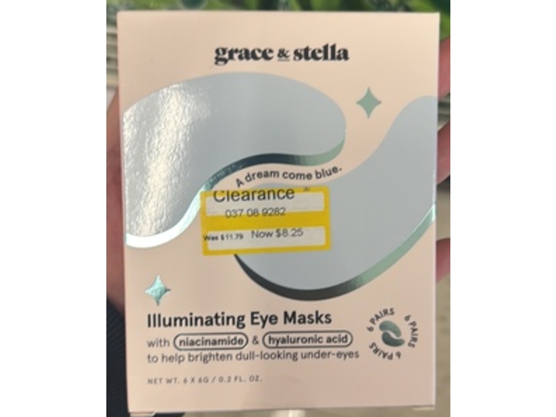 Grace & Stella A Dream Come Blue Illuminating Eye Masks, Niacinamide & Hyaluronic Acid, 0.2 fl oz/6 g, 6 Pairs