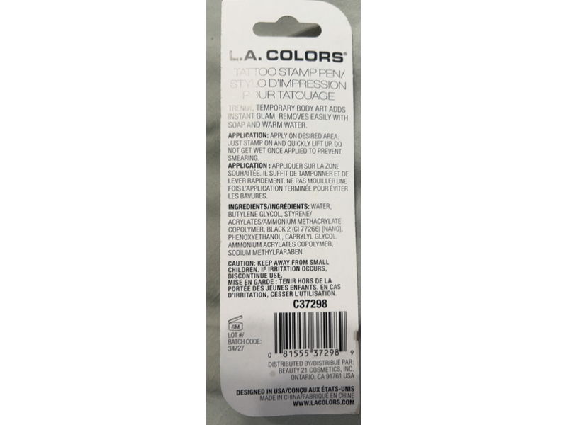 L.A. Colors Tattoo Stamp Pen, Butterfly, 0.03 oz/1.1 g