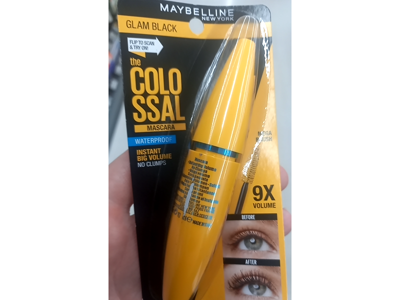 Maybelline New York The Colossal Waterproof Volumizing Mascara, Glam Black, 0.33 fl oz/10 mL