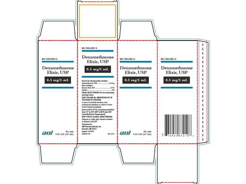 Dexamethasone Elixir USP, 0.5 mg/5 mL, 8 fl oz (237 mL), Ani Pharmaceuticals (RX)