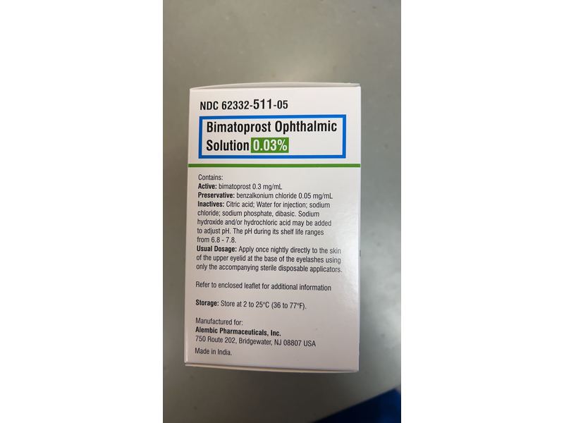 Bimatoprost Ophthalmic Solution, 0.03 %, 5 mL Alembic (RX)