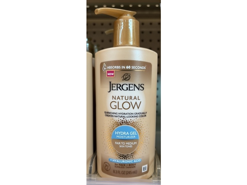 Jergens Natural Glow Hydra Gel Moisturizer, Fair To Medium, 8.3 fl oz/245 mL
