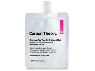 Carbon Theory Breakout Control Facial Wet Mask, Charcoal, Tea Tree OIl & Mineral Mud, 1.69 fl oz/50 mL, 10 Count