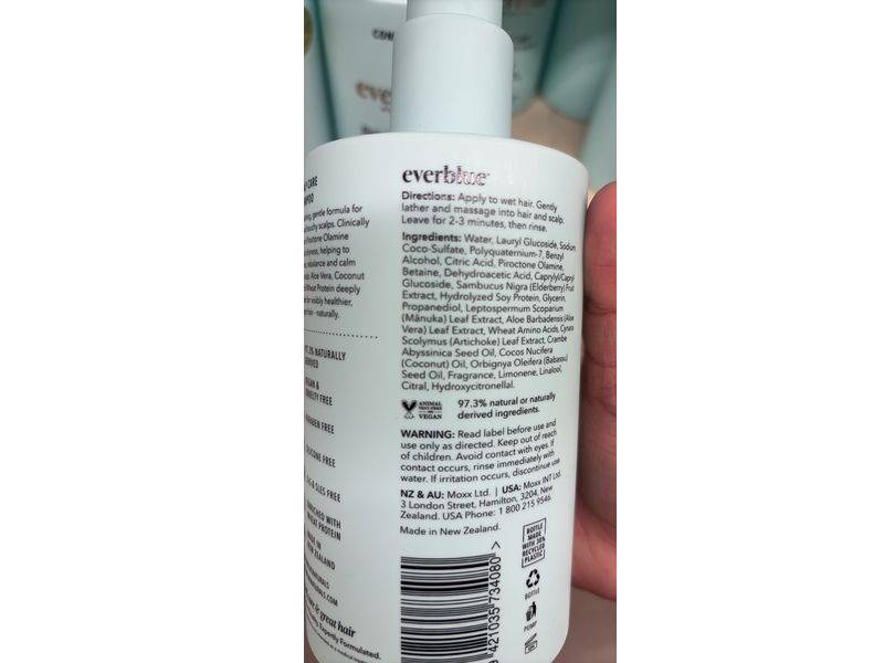 Everblue Scalp Care Shampoo, Soothing Manuka + Elderberry & Aloe Vera, 13.5 fl oz/400 mL