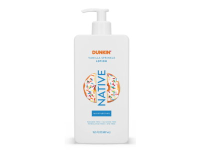 Native Dunkin Moisturizing Lotion, Vanilla Sprinkle, 16.5 fl oz/487 mL