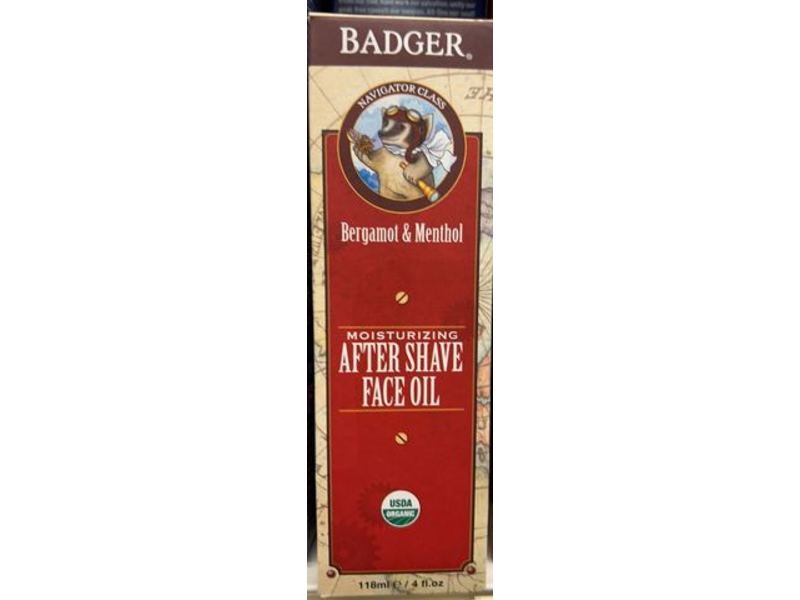 Badger Moisturizing Shave Face Oil, Bergamot & Menthol, 4 fl oz/118 mL