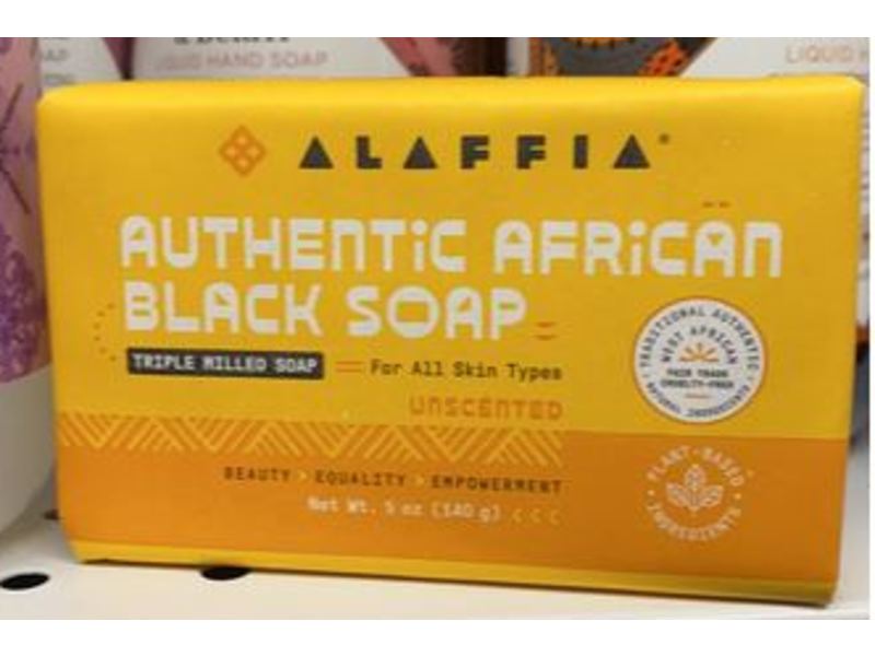 Alaffia Authentic African Black Soap, Unscented, 5 oz/140 g