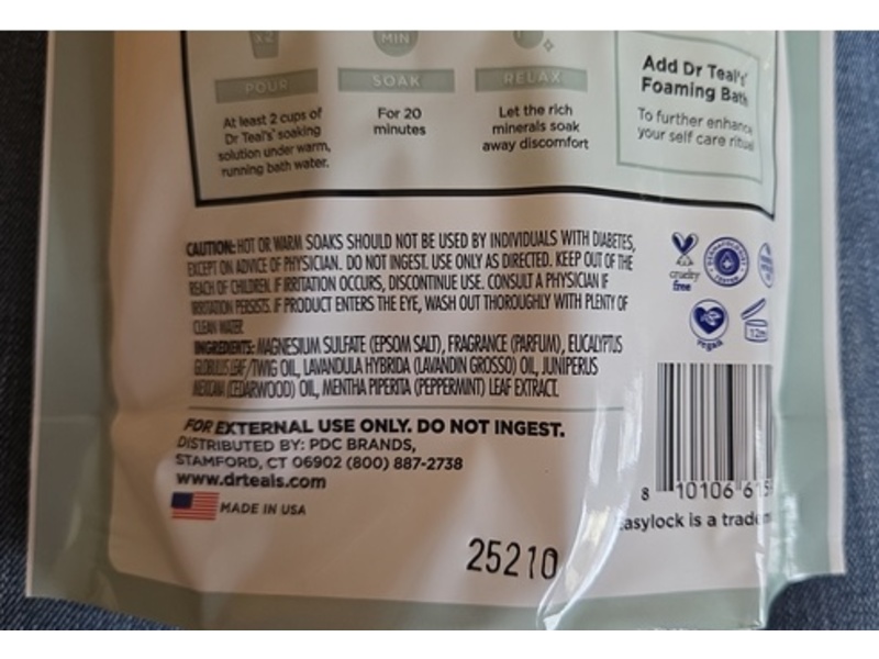 Dr Teal's Pure Epsom Salt Soaking Solution, Frosted Eucalyptus, 907 g