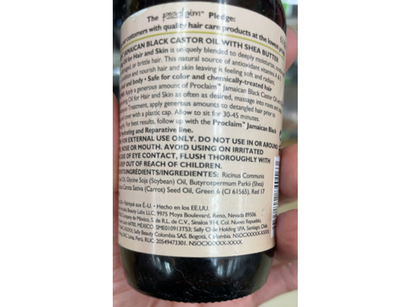 Proclaim Jamaican Black Hair & Skin Replenishing Oil, Castor Oil, Shea butter, 4 fl oz/118 mL