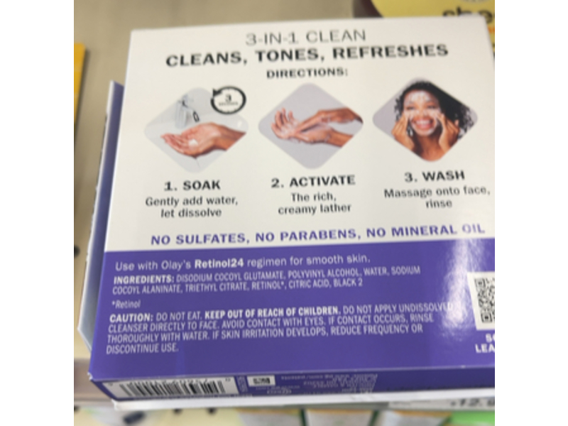 Olay Cleansing Melts Daily Facial Cleanser, Retinol, 32 Count