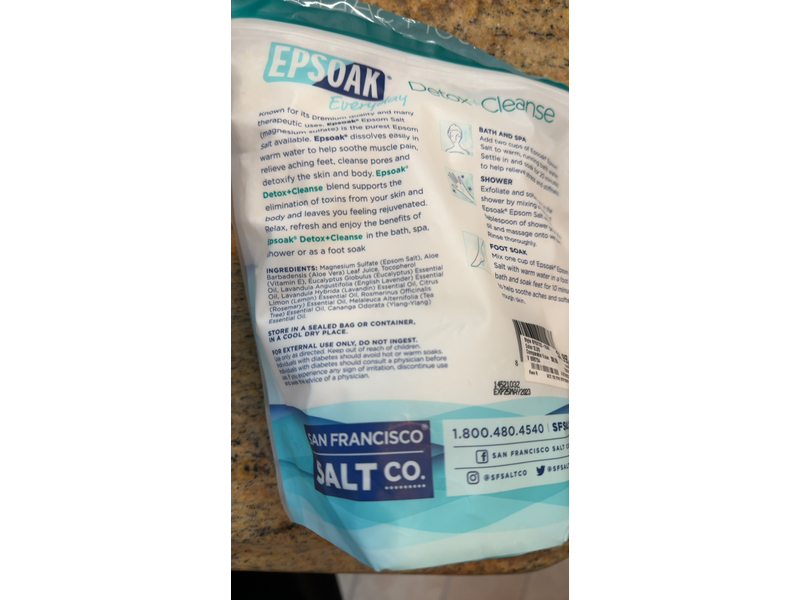 Epsoak Detox + Cleanse Epsom Salts, Eucalyptus Essential Oil, 48 oz