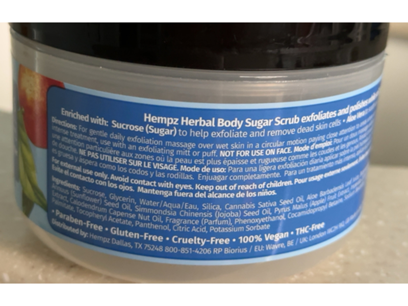 Hempz Triple Moisture Sugar Body Scrub, Citrus, 7.3 oz/176 g
