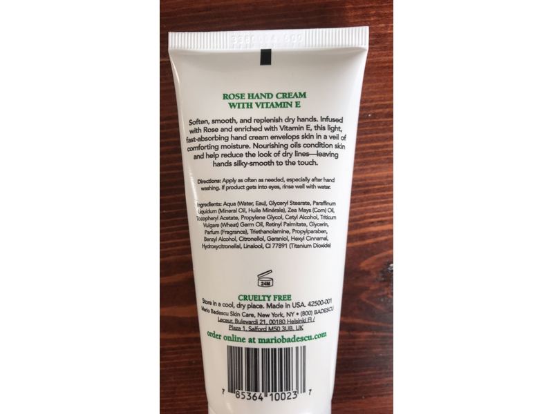 Mario Badescu Skincare Rose Hand Cream, Vitamin E, 3 oz/85 g
