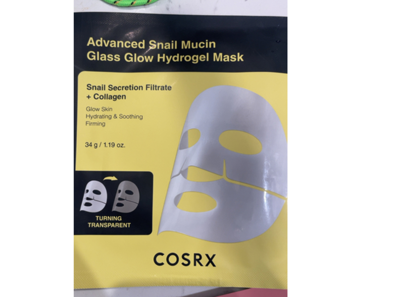 Cosrx Advanced Snail Mucin Glass Glow Hydrogel Mask, Snail Secretion Filtrate + Collagen, 1.19 oz/34 g