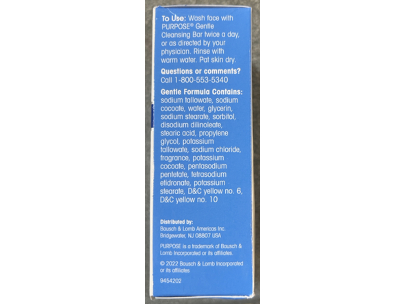 Purpose Gentle Cleansing Bar, 6 oz/170 g.