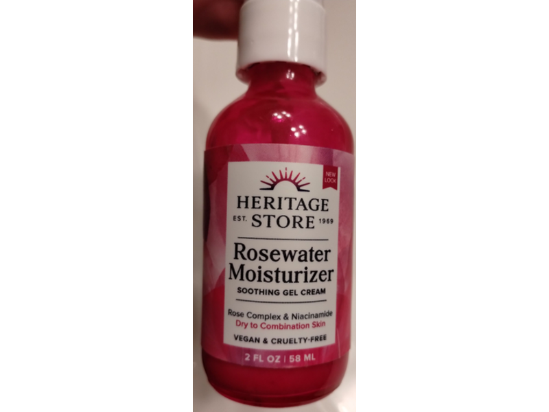 Heritage Store Rosewater Facial Moisturizer Soothing Gel Cream, Rose Complex & Niacinamide, 2 fl oz/58 mL