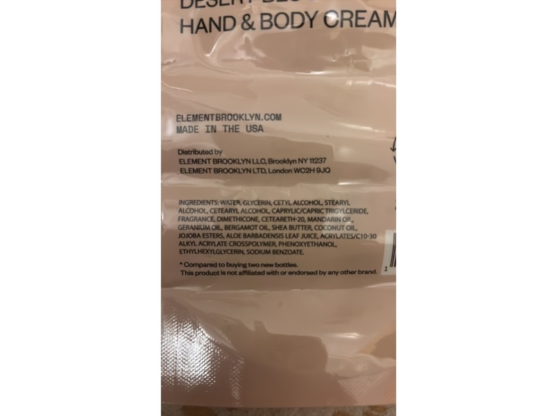 Element Brooklyn Hand & Body Cream, Desert Bloom, 17 fl oz/500 mL