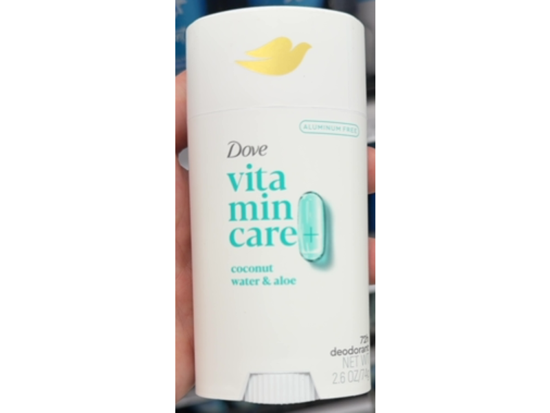 Dove Vitamin Care+ Deodorant Stick, Coconut Water & Aloe, 2.6 oz/74 g