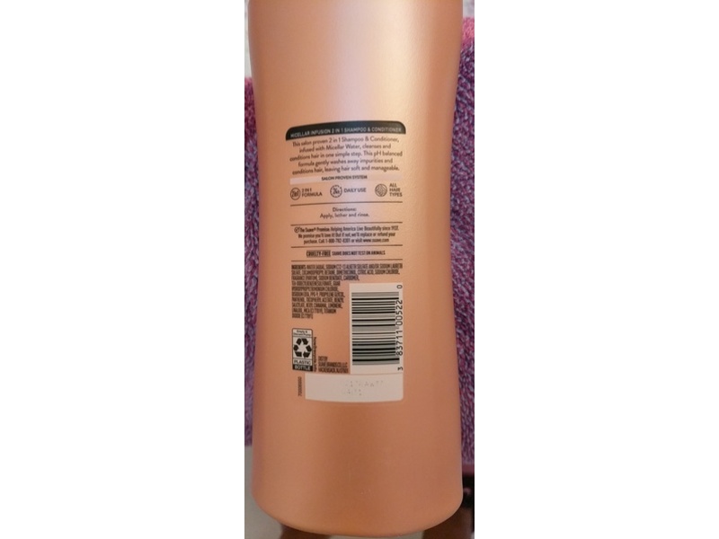 Suave 2 In 1 Purifying Shampoo+Conditioner, Micellar Infusion, 28 fl oz/828 mL