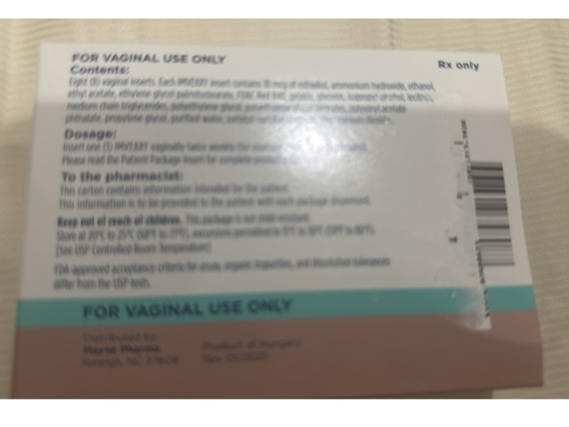 Imvexxy 10 mcg Vaginal Inserts, 8 Count