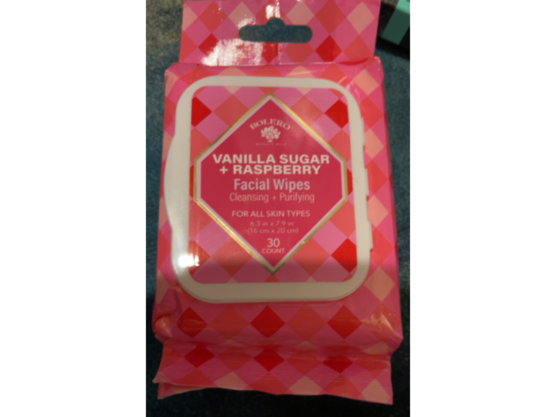Bolero Beverly Hills Cleansing + Purifying Facial Wipes, Vanilla Sugar + Raspberry, 30 Count