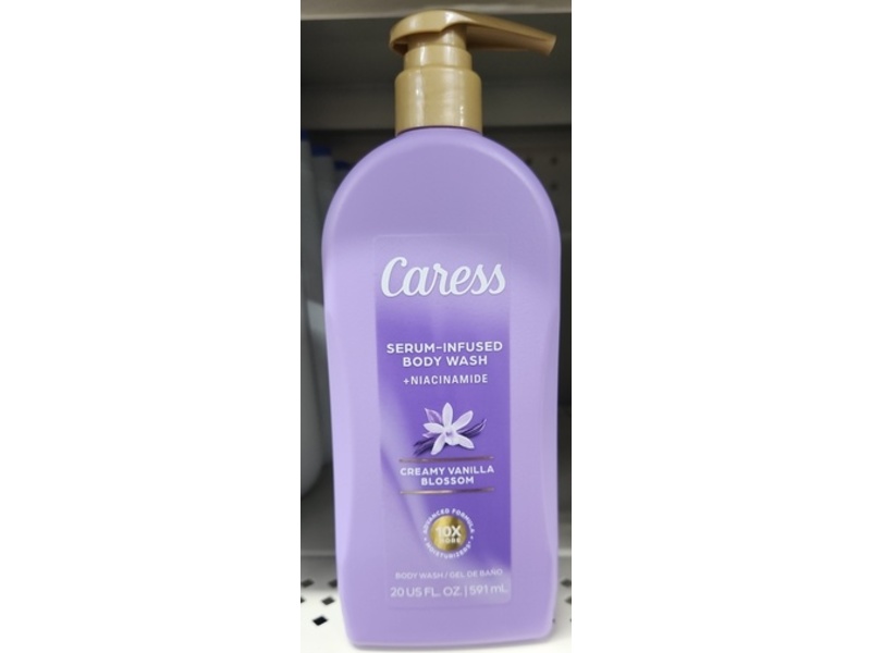Caress Serum Infused Body Wash, Creamy Vanilla Blossom, 20 fl oz/591 mL, Pack Of 4