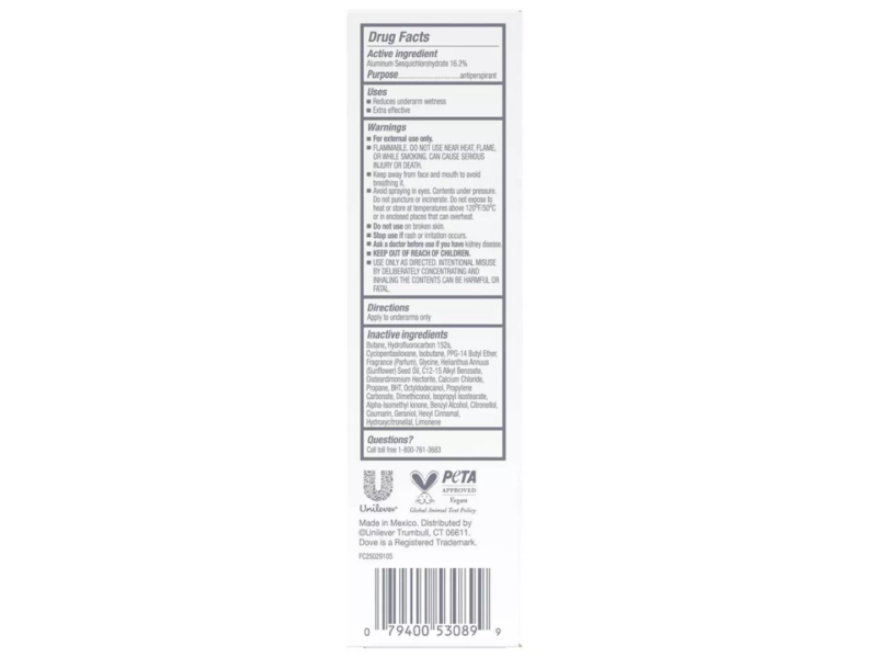 Dove Clinical + Care 96H Antiperspirant Deodorant Dry Spray, Cool Essentials, 3.8 oz/107 g