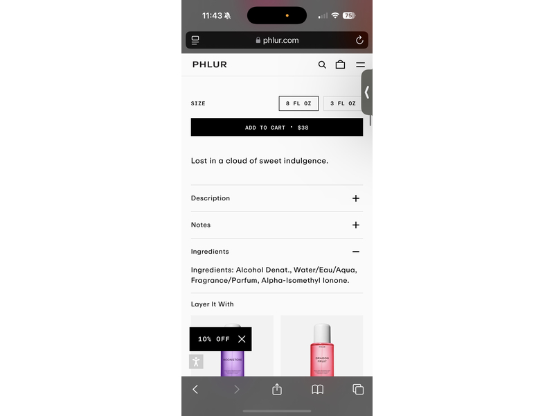 Phlur Hair & Body Fragrance Mist, Amber Haze, 8.1 fl oz/240 mL