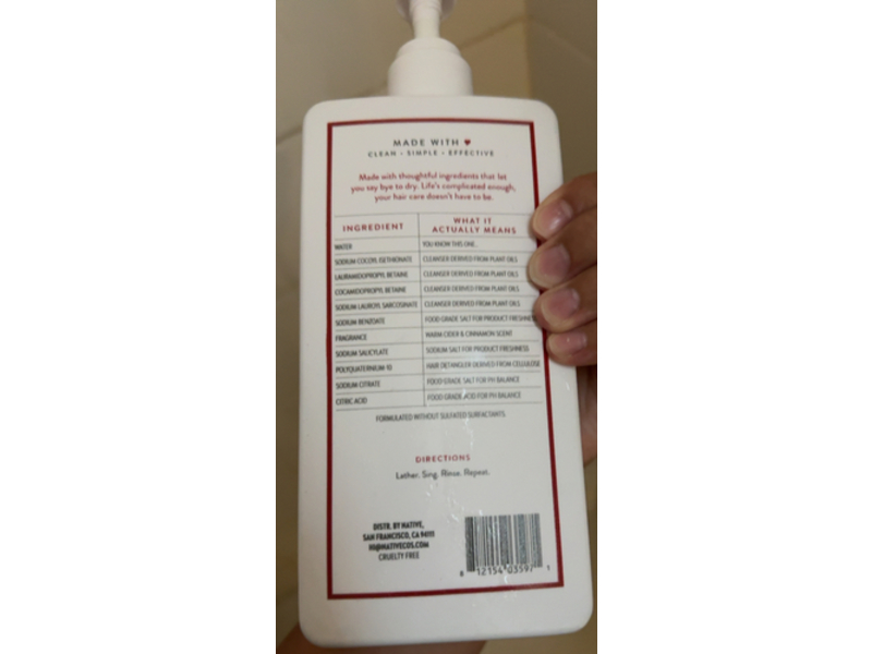Native Moisturizing Shampoo, Warm Cidr & Cinnamon, 16.5 fl oz/487 mL