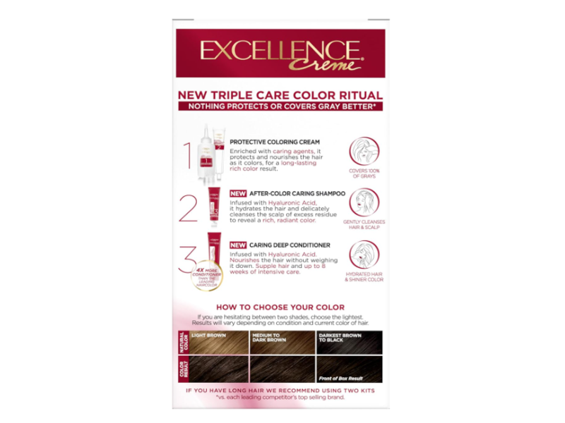 L'oreal Paris Excellence Creme Triple care Color Permanent Hair Color, 4A Dark Ash Brown, 1 Application